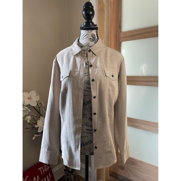 Croft & Barrow Woman Botton Down Shirt, Soft Suede Feel Collared Medium - Picture 1 of 8
